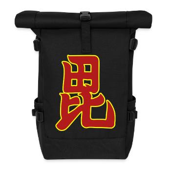 Oriental Vintage Red Yellow Uesugi Japan Mon Art - Roll Top Backpack - black - Front