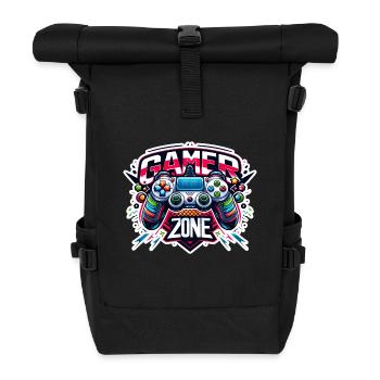 Gamer Zone - Controller Illustration - Rolltop Rucksack - Schwarz - Vorne