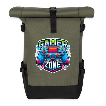 Gamer Zone - Controller Illustration - Roll Top Backpack - olive/black - Front