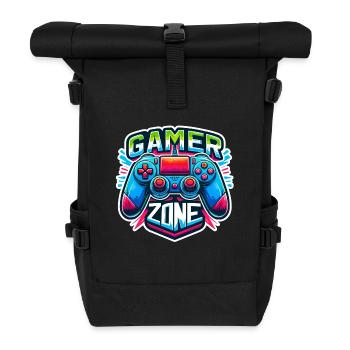 Gamer Zone - Controller Illustration - Rolltop Rucksack - Schwarz - Vorne