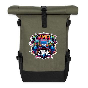 Gamer Zone - Illustration de la manette - Sac à dos roll top - olive/noir - Devant