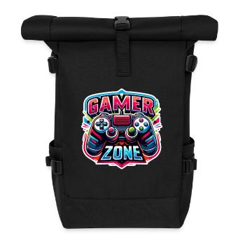 Gamer Zone - Controller Illustration - Rolltop Rucksack - Schwarz - Vorne