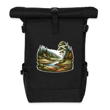 Landscape - Illustration - Roll Top Backpack - black - Front
