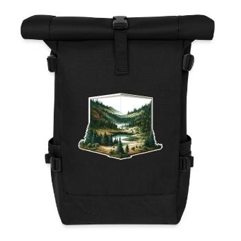 Landscape - Illustration - Roll Top Backpack - black - Front