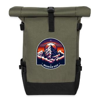 Mountain High - Berg Illustration - Roll Top Backpack - olive/black - Front