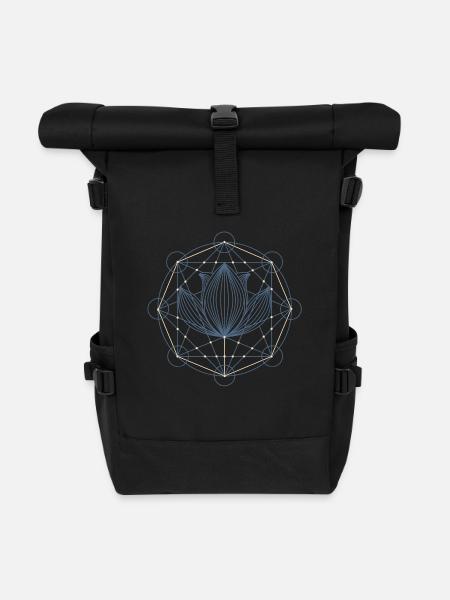 Lotus Heilige Geometrie - Rolltop Rucksack - Schwarz