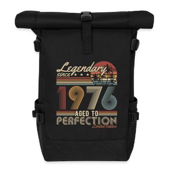 Legendär seit 1976 Jahrgang Geburtstag Geschenk - Rolltop Rucksack - Schwarz - Vorne