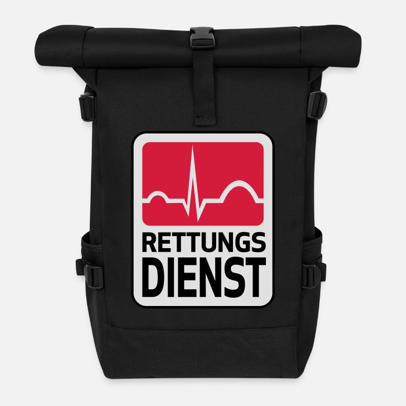Rettungsdienst - Rolltop Rucksack - Schwarz