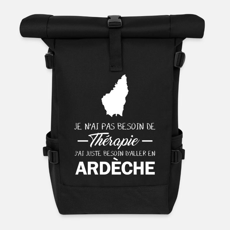 Thérapie Ardèche - Sac à dos roll top - noir