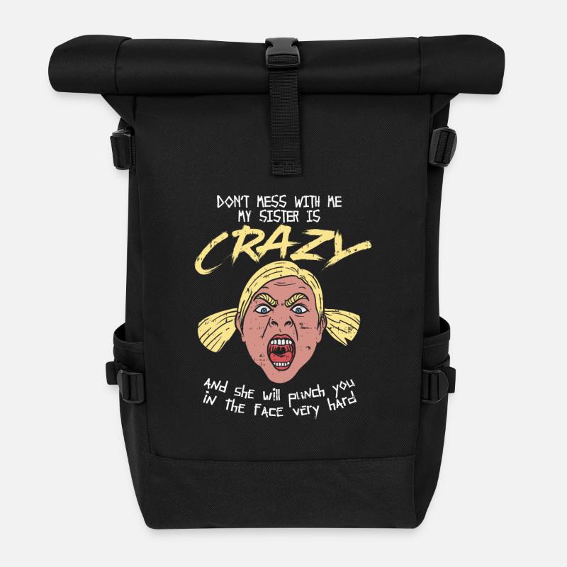 Schwester: Verrückte Schwester - Rolltop Rucksack - Schwarz