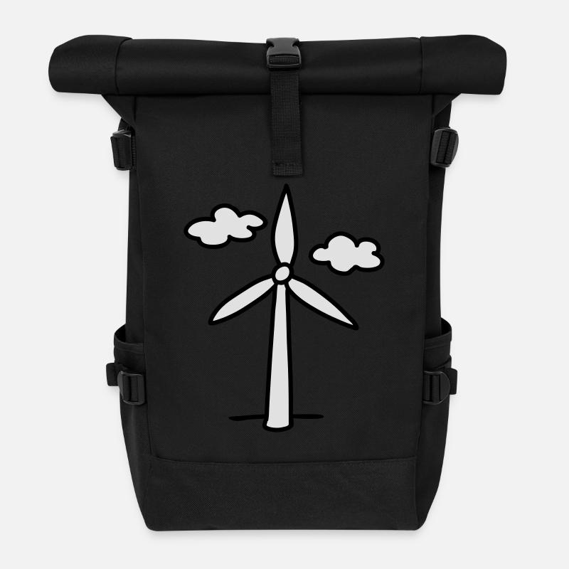 éolienne - énergie verte - Sac à dos roll top - noir