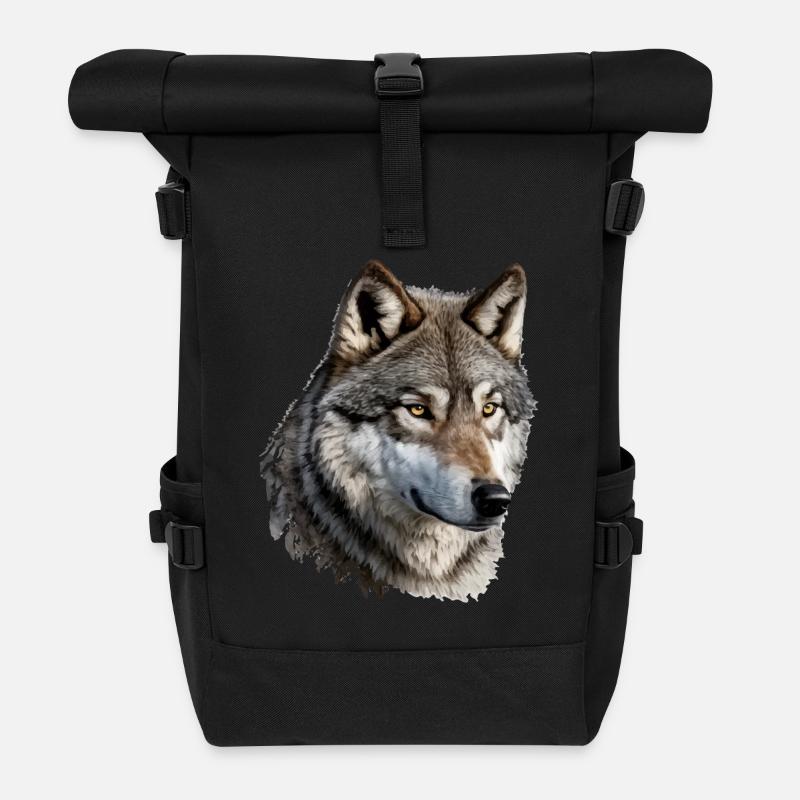 Der Wolf - Rolltop Rucksack - Schwarz
