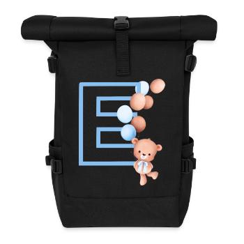 Blauer Buchstabe E Bär - Rolltop Rucksack - Schwarz - Vorne