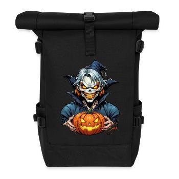 Halloween squelette crâne horreur avec citrouille - Sac à dos roll top - noir - Devant