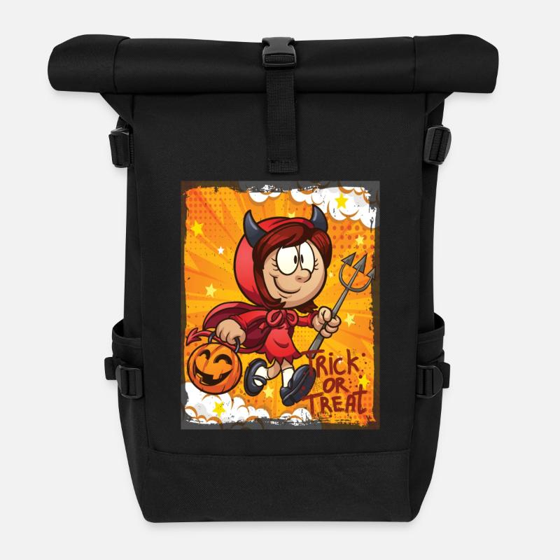 Cute Witch Halloween Trick Or Treat Fun - Roll Top Backpack - black