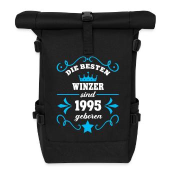 Winzer Geburtstag Geboren 1995 Jahrgang 95 Geb - Rolltop Rucksack - Schwarz - Vorne