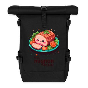 Pork tenderloin - Dark text - Roll Top Backpack - black - Front