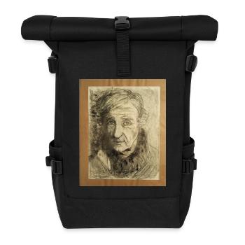 Zeichnung alter Mann lächelnd, lustiges und lustiges Bild - Rolltop Rucksack - Schwarz - Vorne