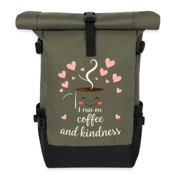 Je cours sur le café et la gentillesse Esthétique confortable mignon - Sac à dos roll top - olive/noir - Devant