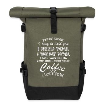 I Love Coffee - Roll Top Backpack - olive/black - Front