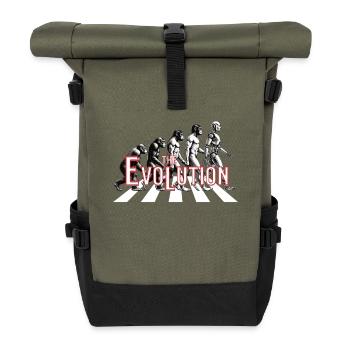 Evolution - Affe bis Roboter Zukunft Vergangenheit - Rolltop Rucksack - Olive/Schwarz - Vorne