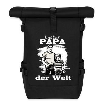 Bester Papa der Welt - Vater Sohn Design - Rolltop Rucksack - Schwarz - Vorne