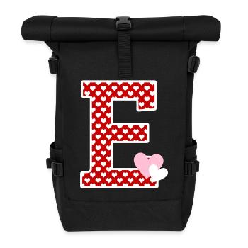 Buchstabe E Herz - Rolltop Rucksack - Schwarz - Vorne