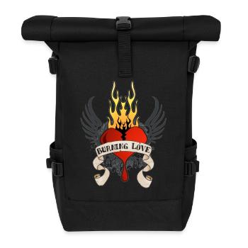 Burning Love (Heart & Banner) 04 - Rolltop Rucksack - Schwarz - Vorne