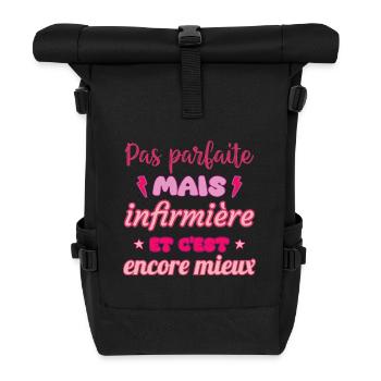Pas parfaite, mais infirmière,cadeau infirmière - Sac à dos roll top - noir - Devant