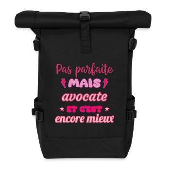 Pas parfaite mais avocate,cadeau avocate - Sac à dos roll top - noir - Devant