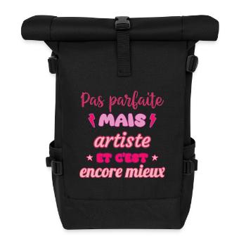 Pas parfaite mais artiste, idée cadeau - Sac à dos roll top - noir - Devant
