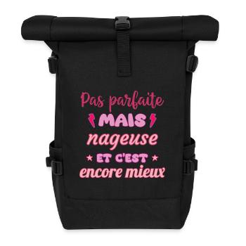 Pas parfaite mais nageuse,natation,piscine - Sac à dos roll top - noir - Devant