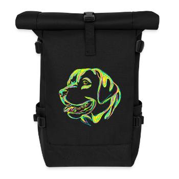 Hund bunt - Rolltop Rucksack - Schwarz - Vorne