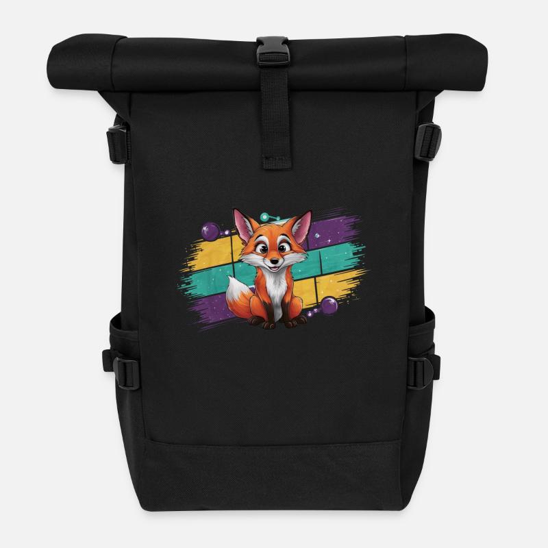 Fuchs - Illustration - Rolltop Rucksack - Schwarz