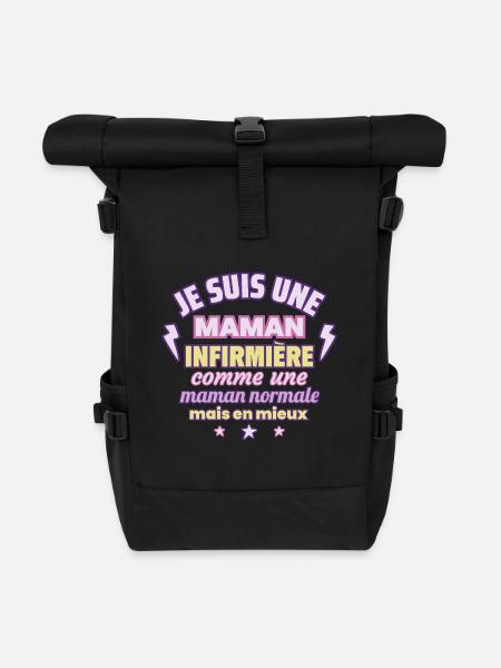Maman infirmière, cadeau fête des mères,Noël - Sac à dos roll top - noir