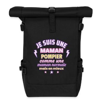 Maman pompier, cadeau fête des mères,Noël - Sac à dos roll top - noir - Devant
