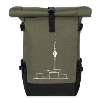 Fernsehturm Minimal w - Rolltop Rucksack - Olive/Schwarz - Vorne