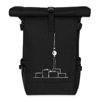 TV Tower Minimal w - Roll Top Backpack - black - Front