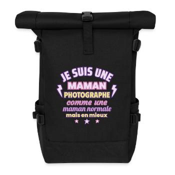 Maman photographe, cadeau fête des mères, Photo - Sac à dos roll top - noir - Devant