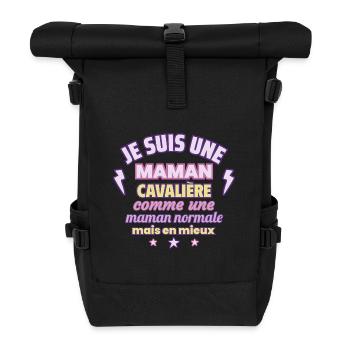 Je suis une maman cavalière - Sac à dos roll top - noir - Devant