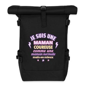 Maman coureuse, cadeau fête des mères, Running - Sac à dos roll top - noir - Devant