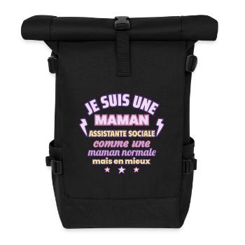 Maman assistante sociale, cadeau fête des mères - Sac à dos roll top - noir - Devant