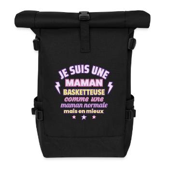 Maman basketteuse, cadeau fête des mères, basket - Sac à dos roll top - noir - Devant