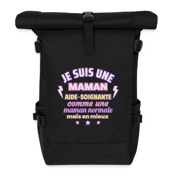 Maman aide-soignante, cadeau fête des mères, santé - Sac à dos roll top - noir - Devant