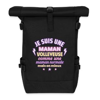 Maman volleyeuse, cadeau fête des mères, volley - Sac à dos roll top - noir - Devant