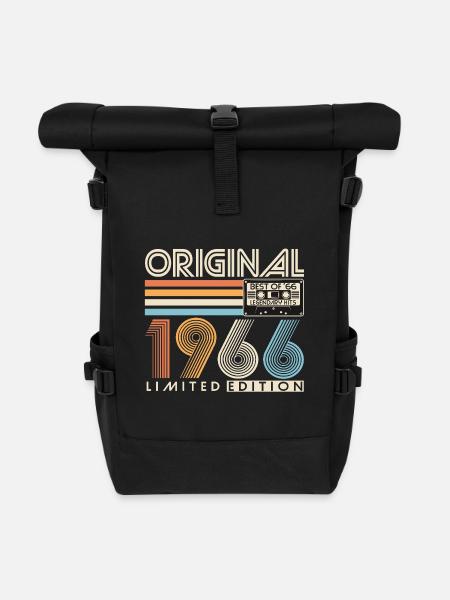 Original 1966 Vintage Jahrgang Retro Geburtstag - Rolltop Rucksack - Schwarz