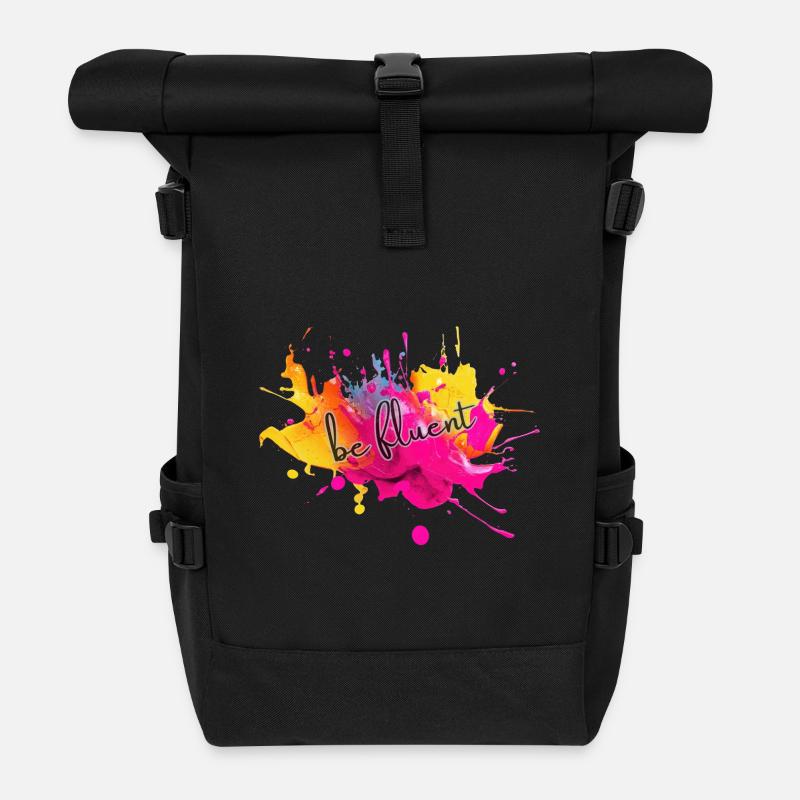 Be Fluent Color Splash - Rolltop Rucksack - Schwarz