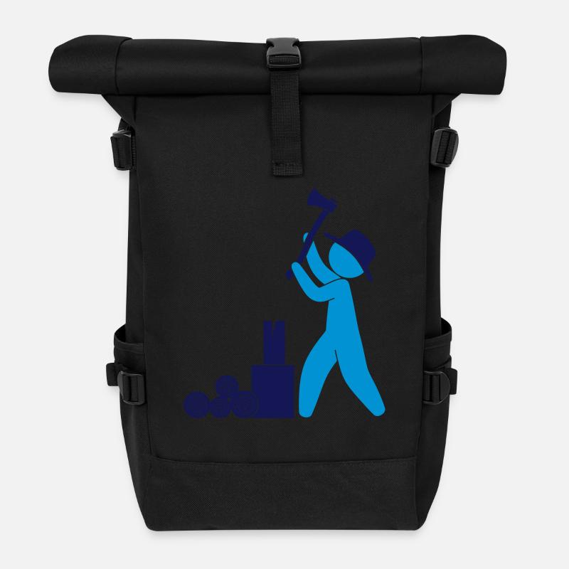 Holzfäller Förster Axt - Rolltop Rucksack - Schwarz