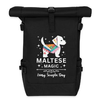 Magie maltaise – Boho Paper Dog Art pour les amoureux des animaux de compagnie - Sac à dos roll top - noir - Devant