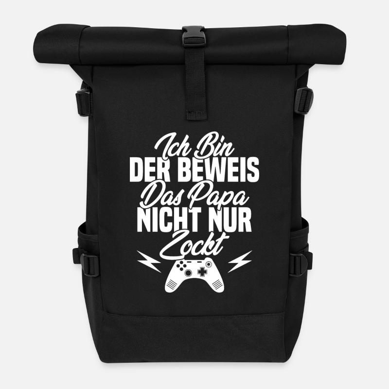 Ich Bin der Beweis das Papa Nicht nur zockt - Rolltop Rucksack - Schwarz
